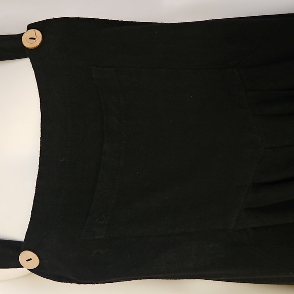 Vtg DACESLON Oversized Baggy Linen Blend Wide Leg Black Overall Jumpsuit - Picture 5 of 12